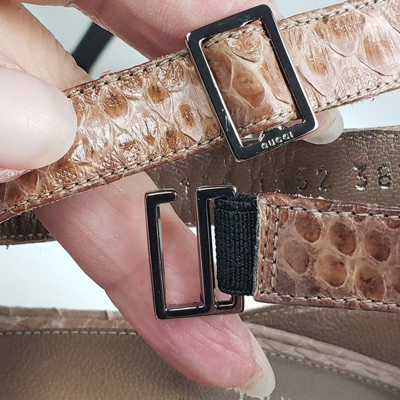 GUCCI Sandal Snake Skin Ankle Strap Heels sz 38.5 C US 8 - Picture 5 of 16